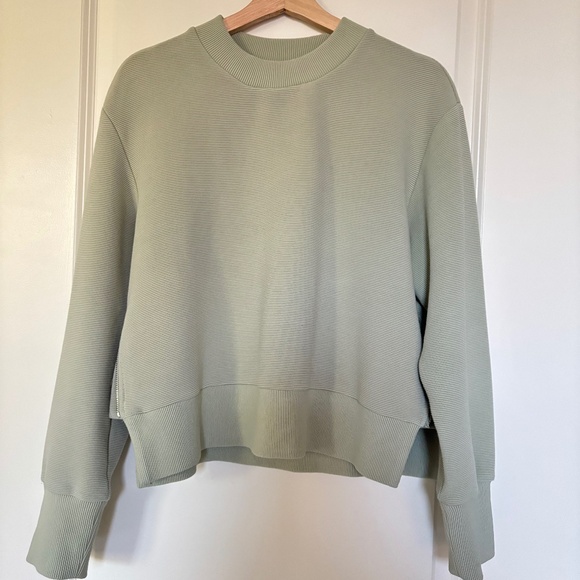 VARLEY Manning Med Lg Sweatshirt Side Zippers Crew Neck Ribbed Green Small - Picture 1 of 13